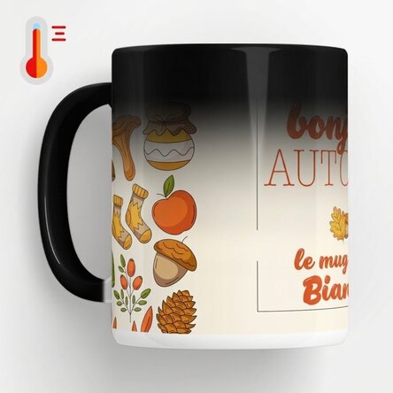Tasse thermosensible personnalisée avec inscription - Hello Autumn