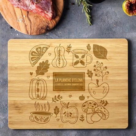 Planche à découper rectangulaire en bambou personnalisée avec un texte - Automne