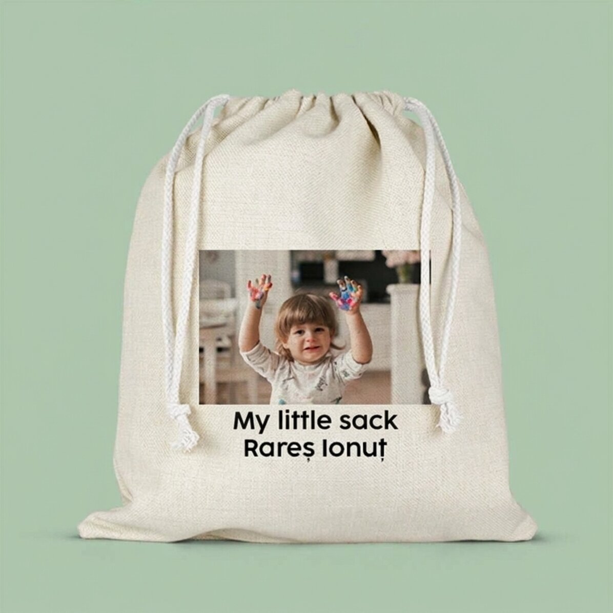 Sac personnalisé avec un texte et une photo