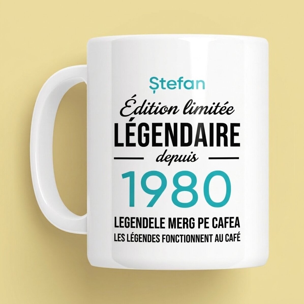 Tasse personnalisée avec texte - Legendary