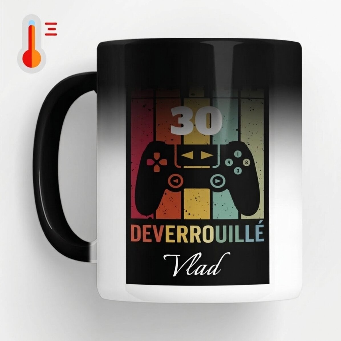 Tasse thermosensible personnalisée avec texte - Level Unlocked