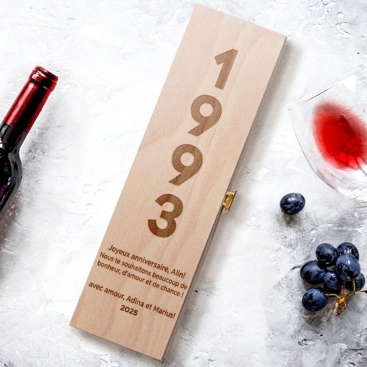 Coffret de vin personnalisé avec inscription - Anniversaire
