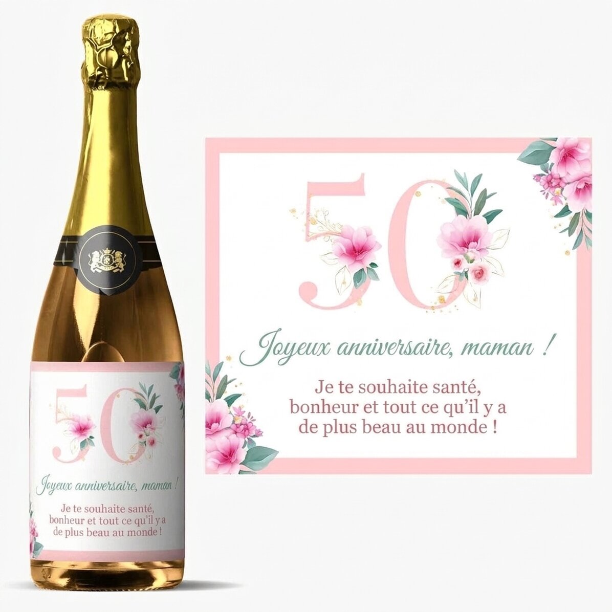 Vin mousseux personnalisé avec un message - Flowers