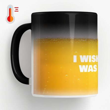 Tasse thermosensible personnalisée avec le texte « I wish this was beer »