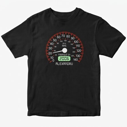 T-shirt en coton personnalisé avec un texte - Compteur de vitesse