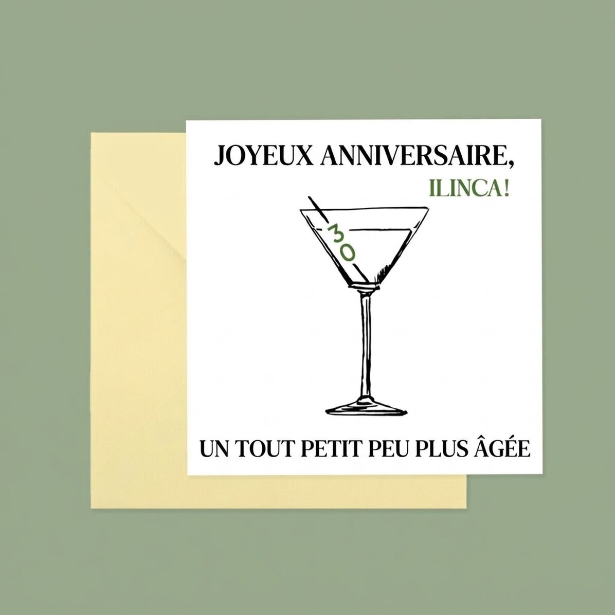 Carte carrée personnalisée avec le texte « Joyeux anniversaire ! »