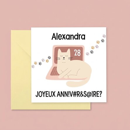 Carte carrée personnalisée avec texte - Cat