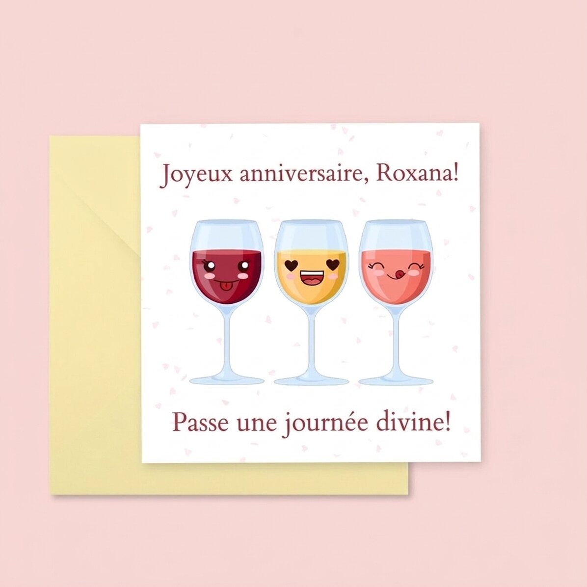 Carte carrée personnalisée avec texte - Wine-derful