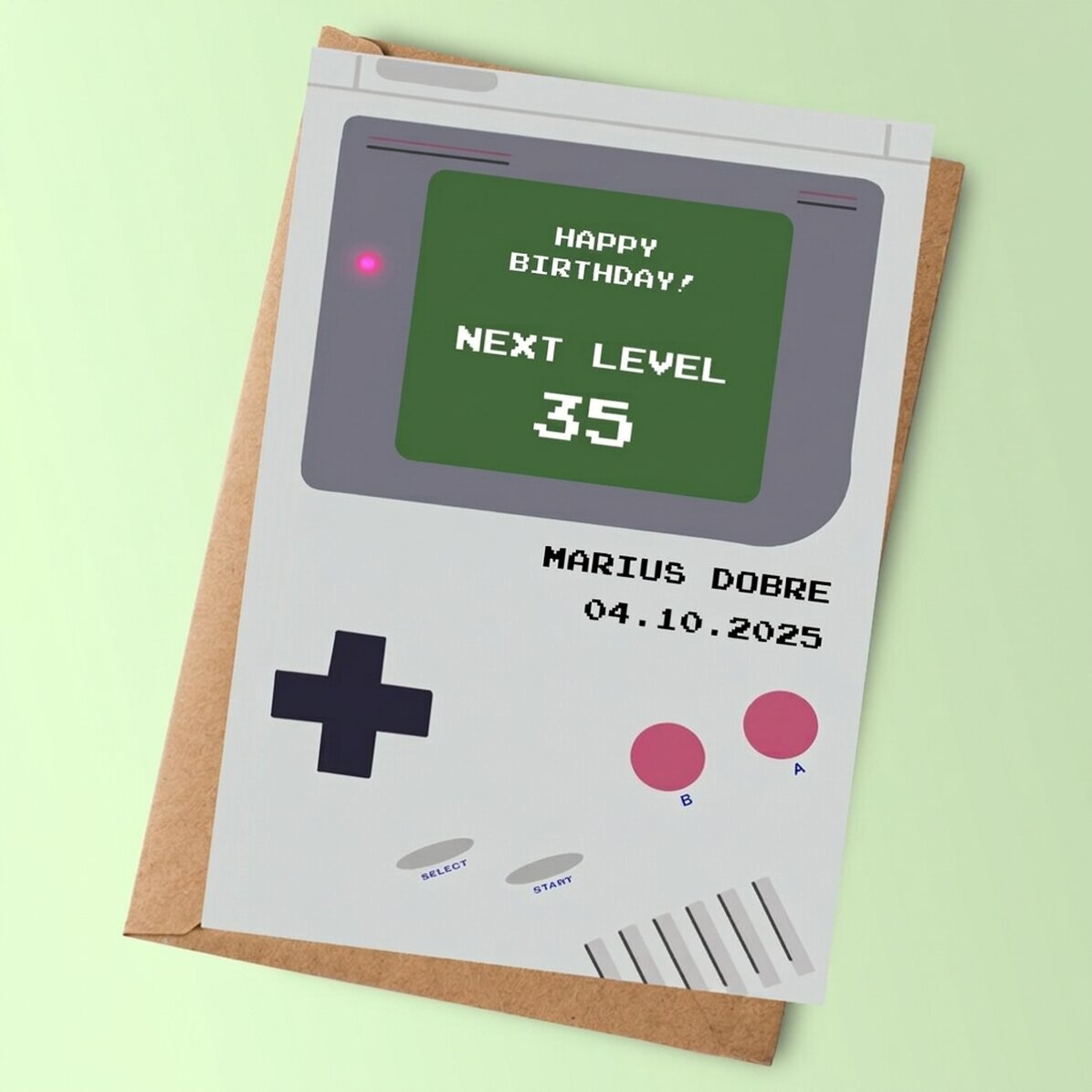 Carte personnalisée avec message - Gameboy