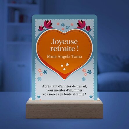 Lampe de veille LED personnalisée avec message - Départ à la retraite