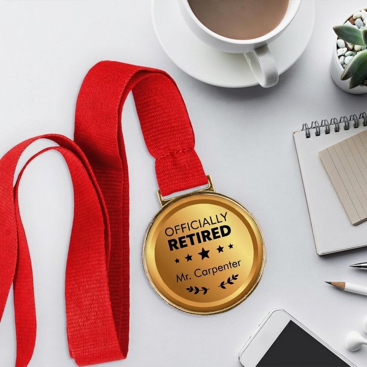 Médaille personnalisée avec message - Retraité