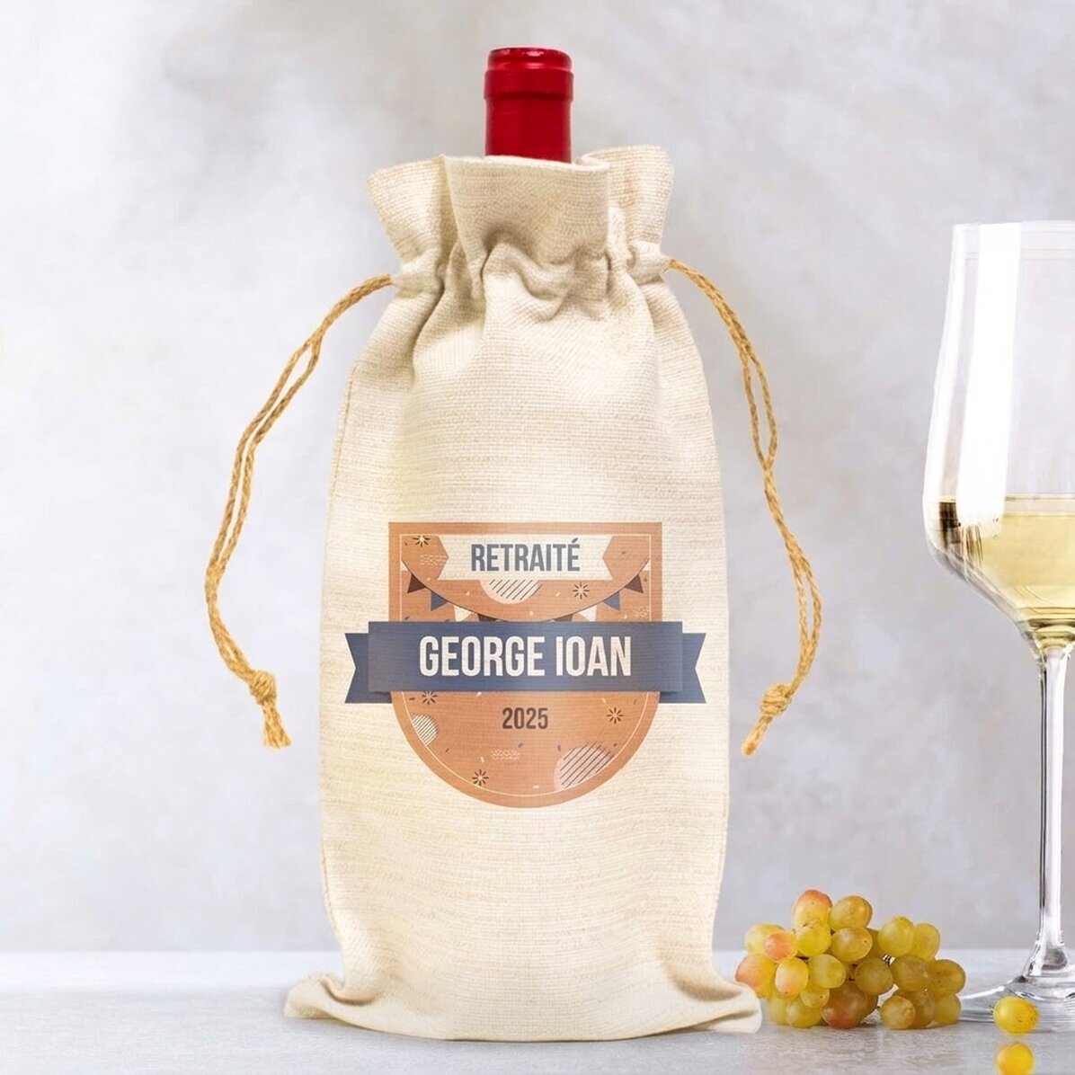Sac personnalisé pour bouteille de vin avec message - Retraité