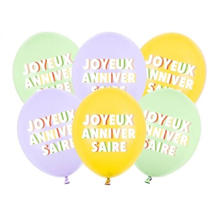 Lot de 6 ballons - Joyeux anniversaire !