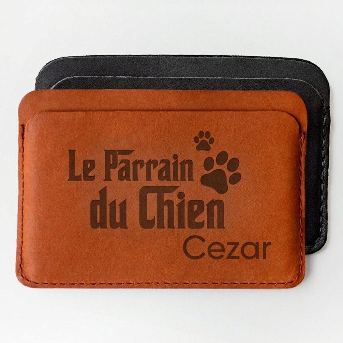 Portefeuille en cuir personnalisé avec un message - The Dogfather