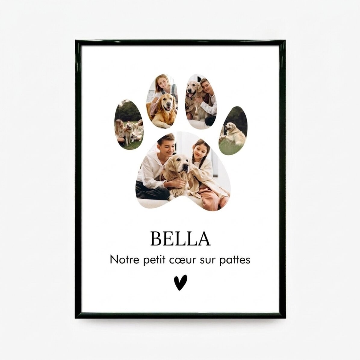 Tableau personnalisé avec 5 photos et un texte - Animaux de compagnie