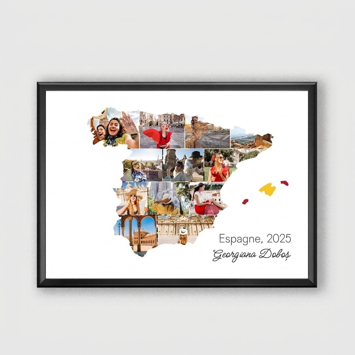 Tableau personnalisé avec 12 photos et un texte - Espagne