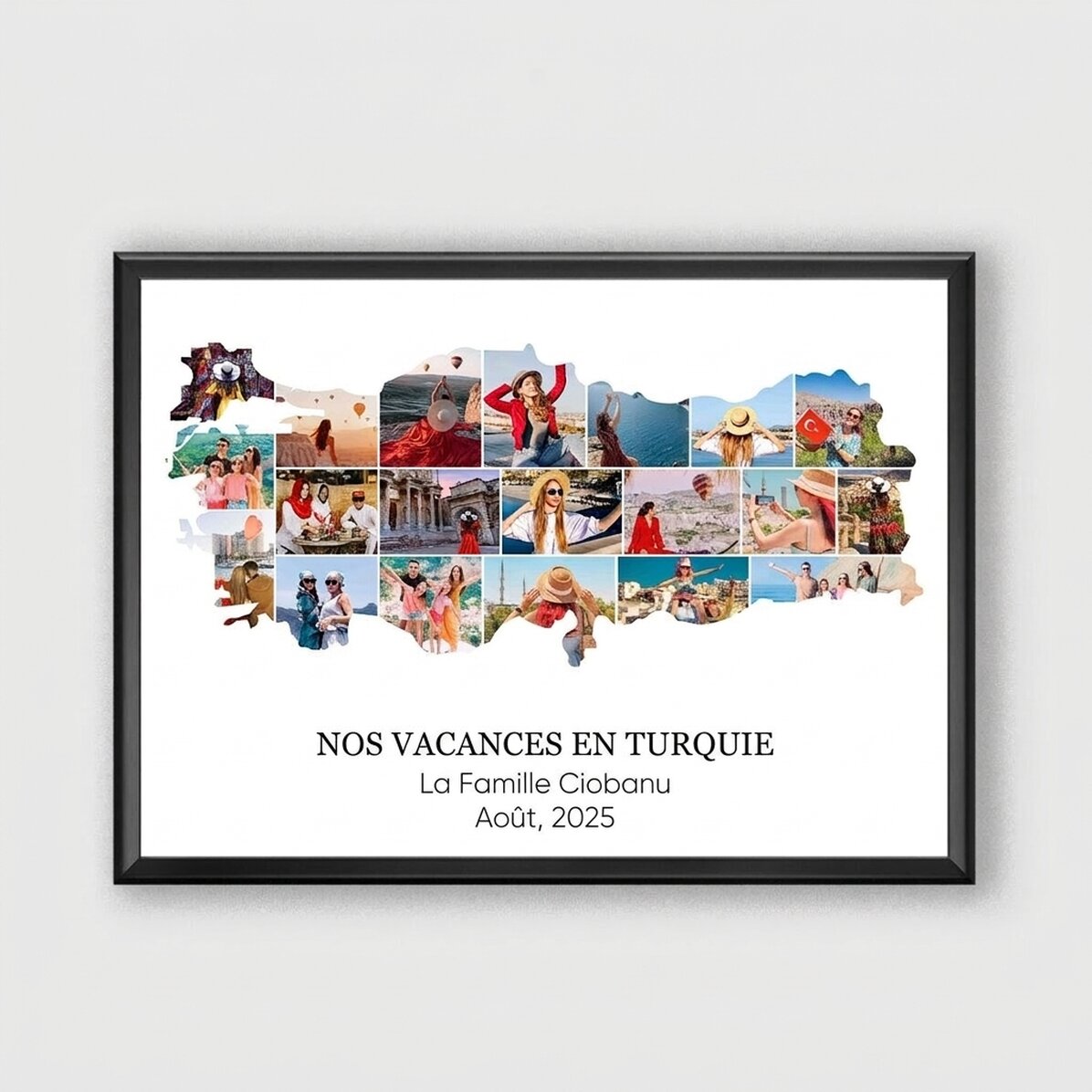 Tableau personnalisé avec 20 photos et un texte - Turquie