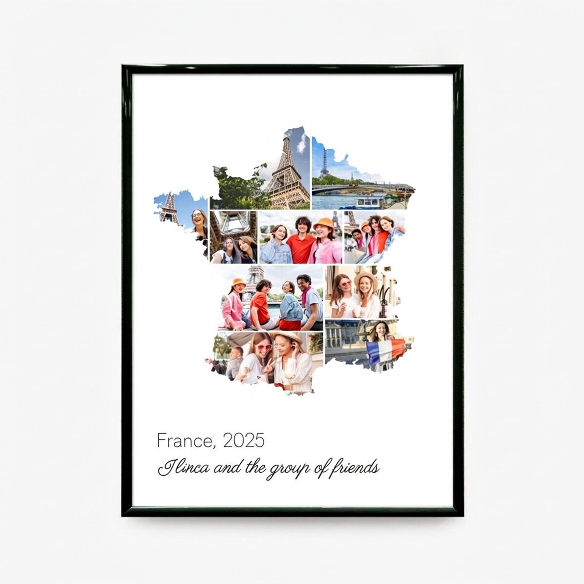 Tableau personnalisé avec 10 photos et un texte - France