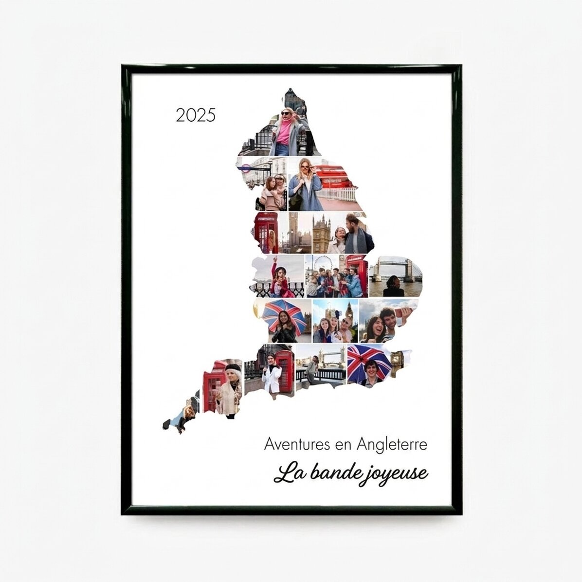 Tableau personnalisé avec 16 photos et un texte - Angleterre