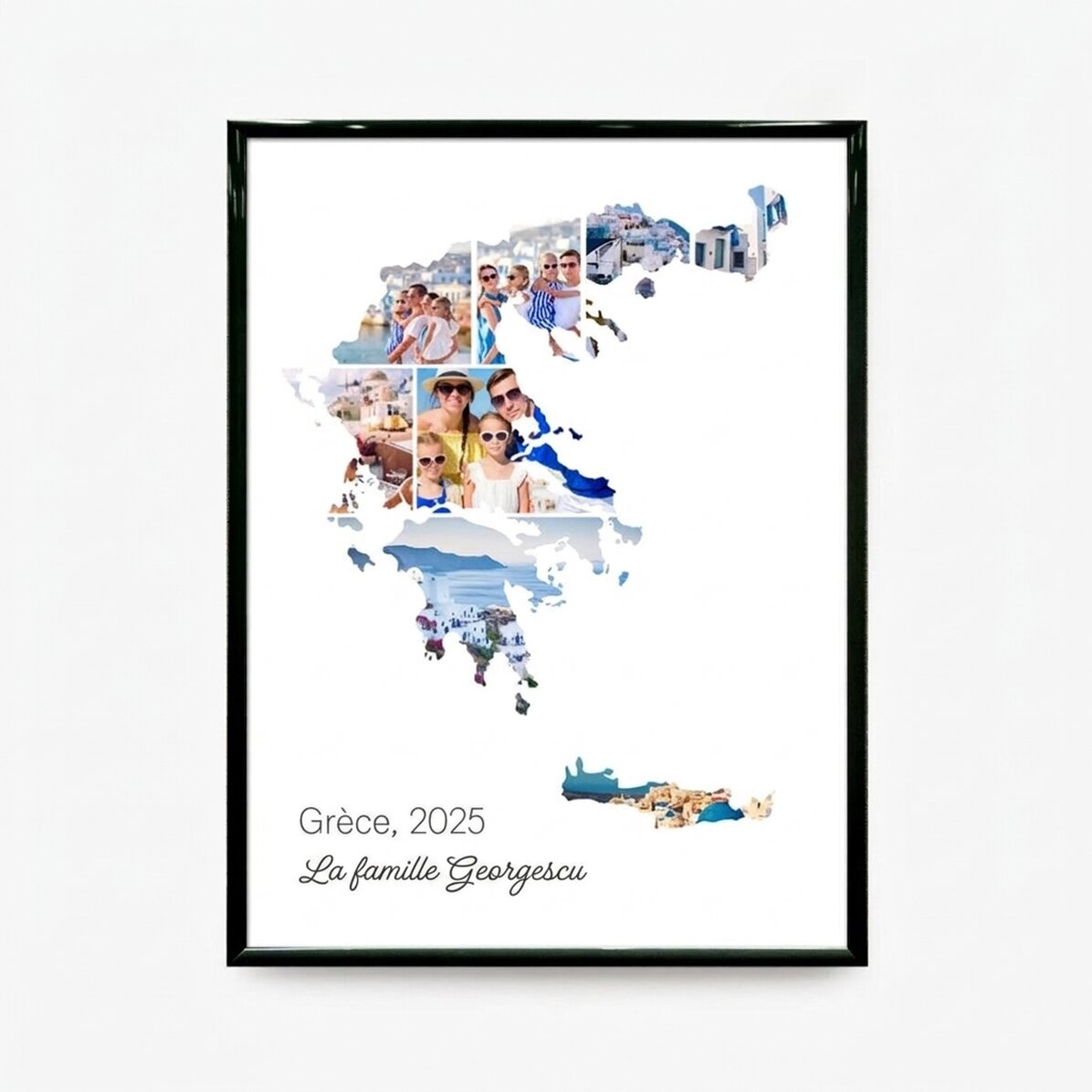 Tableau personnalisé avec 8 photos et un texte - Grèce