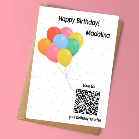 Carte personnalisée avec texte et code QR - Découvrez la surprise