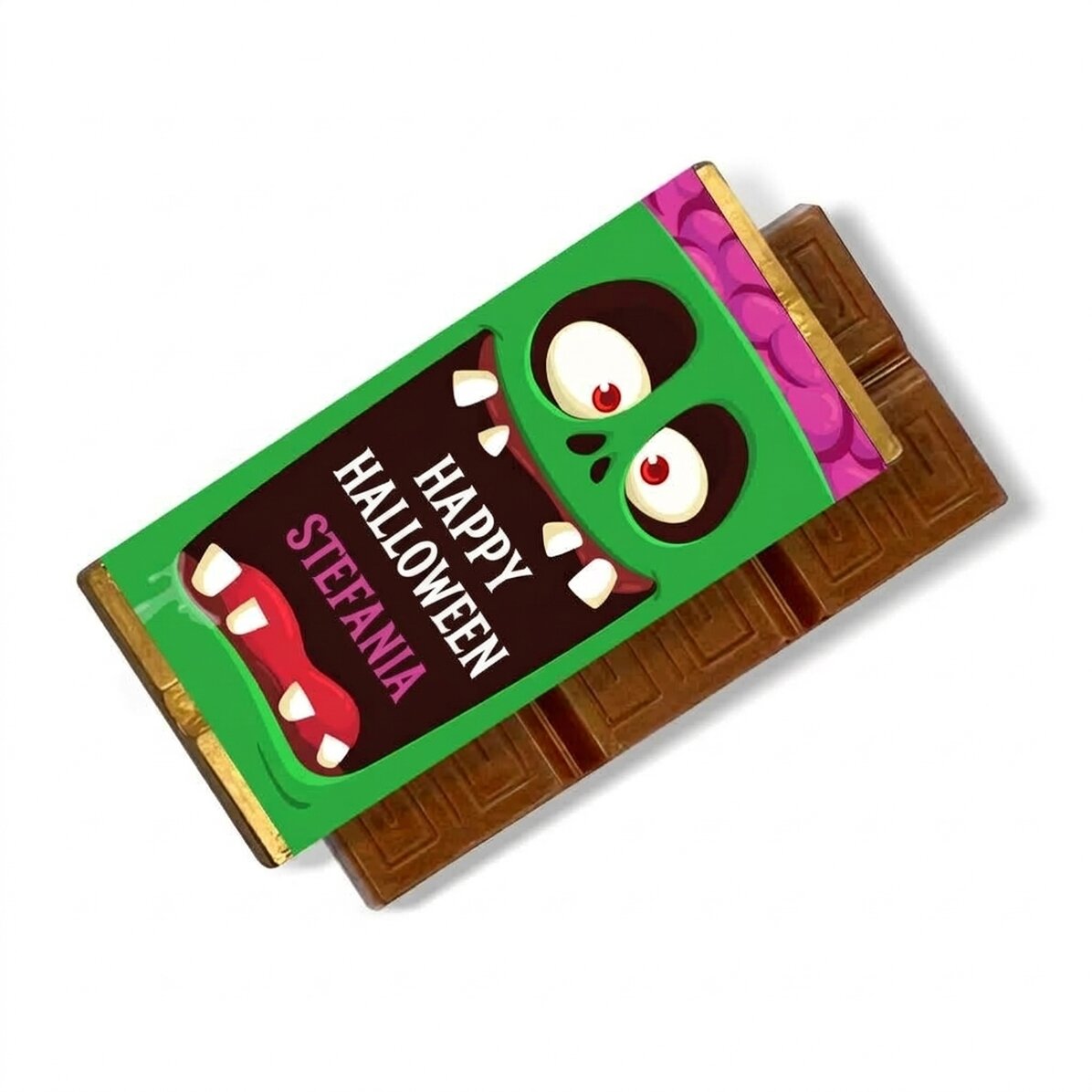 Mini-tablette de chocolat personnalisée avec le texte « Happy Halloween »