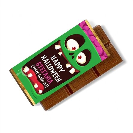 Mini-tablette de chocolat personnalisée avec le texte « Happy Halloween »