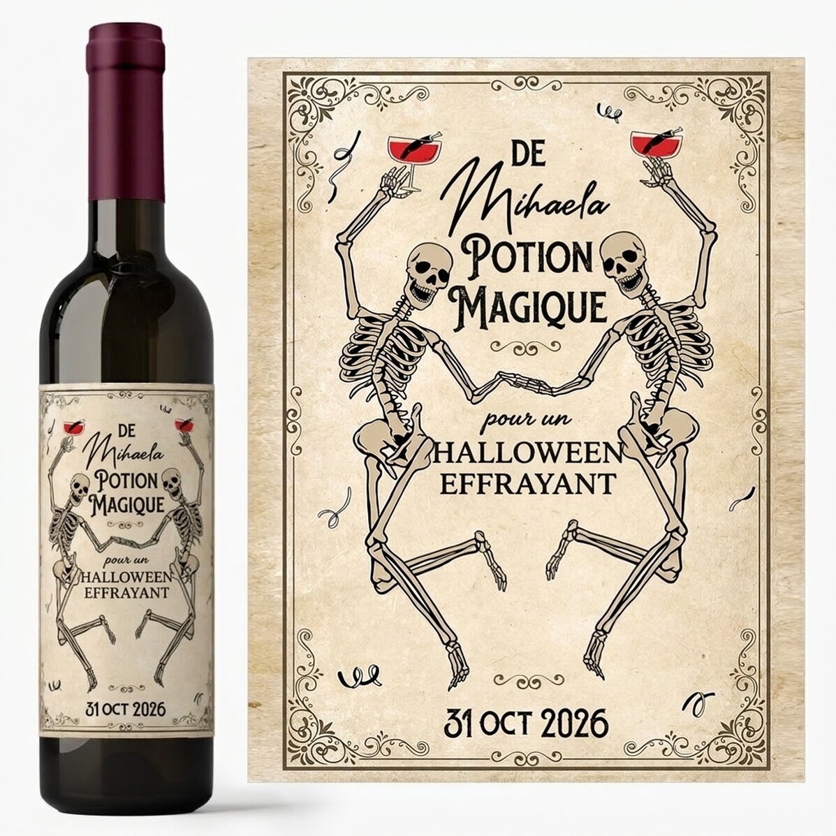 Vin personnalisé avec un message - Halloween