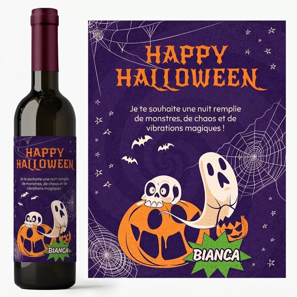 Vin personnalisé avec message - Stay spooky