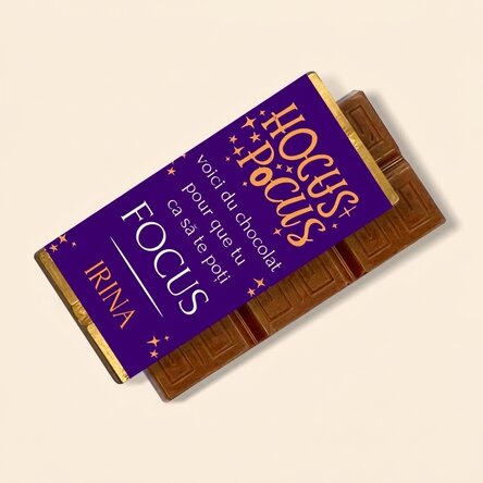 Mini-tablette de chocolat personnalisée avec un message - Hocus Pocus