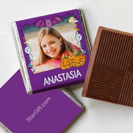 Mini chocolate personalised with name and photo - Halloween