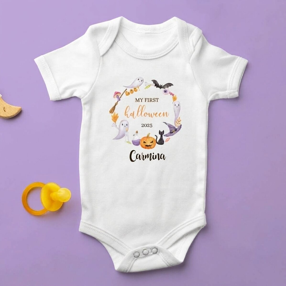 Body pour bébé personnalisé avec le texte « My first Halloween »