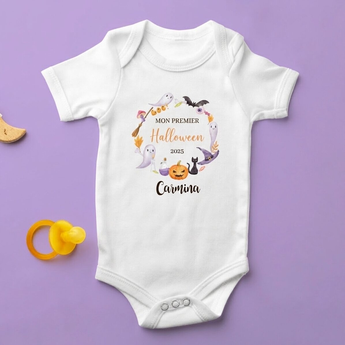 Body pour bébé personnalisé avec le texte « My first Halloween »