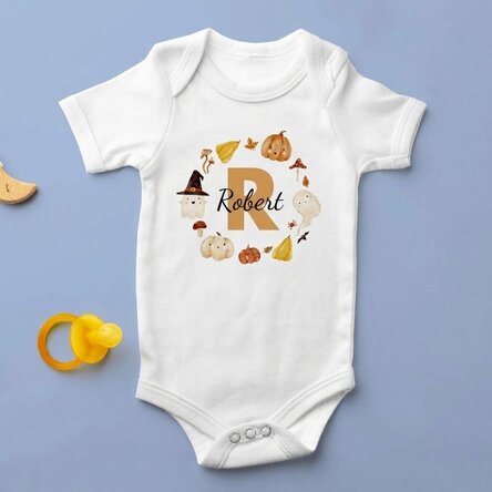 Personalised baby bodysuit with text - Cute Halloween