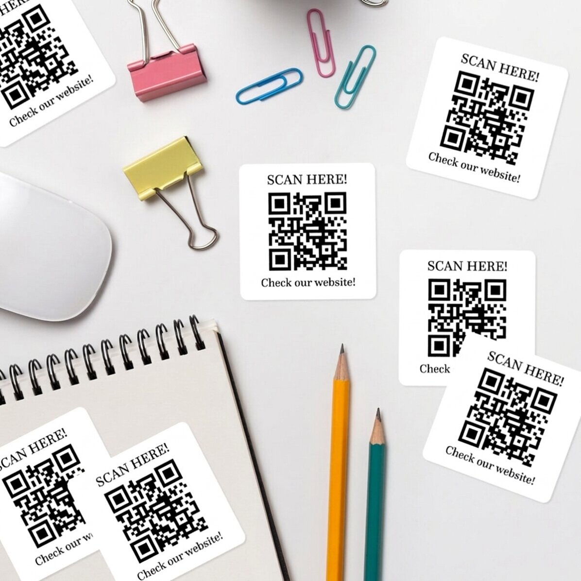 Lot de 12 autocollants (étiquettes adhésives) personnalisés avec texte et code QR - Check