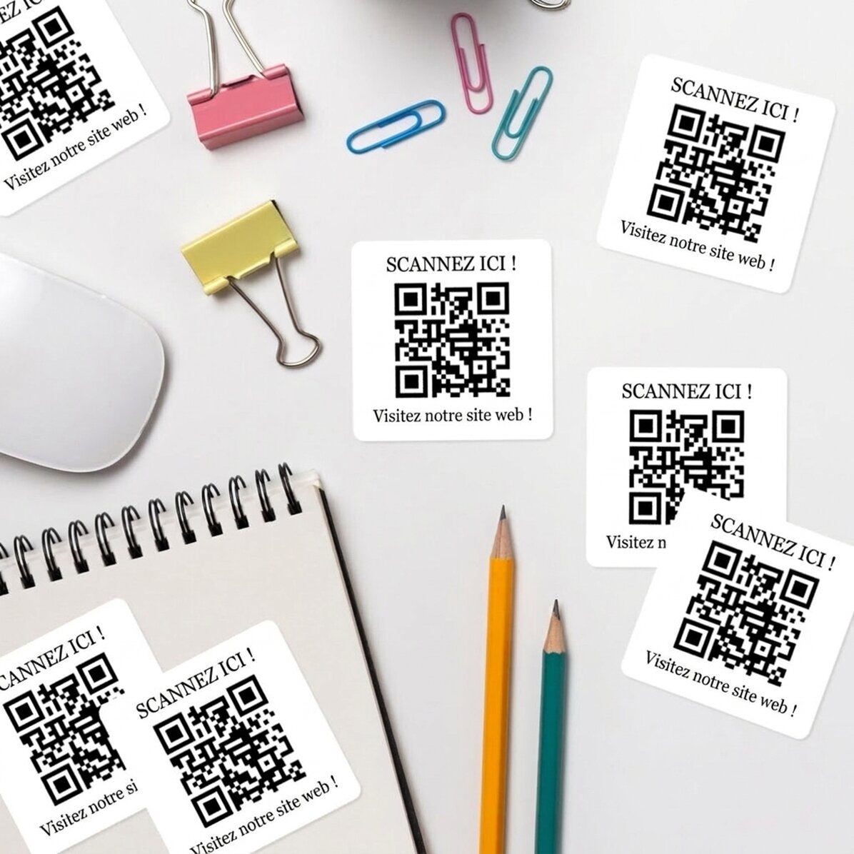 Lot de 12 autocollants (étiquettes adhésives) personnalisés avec texte et code QR - Check