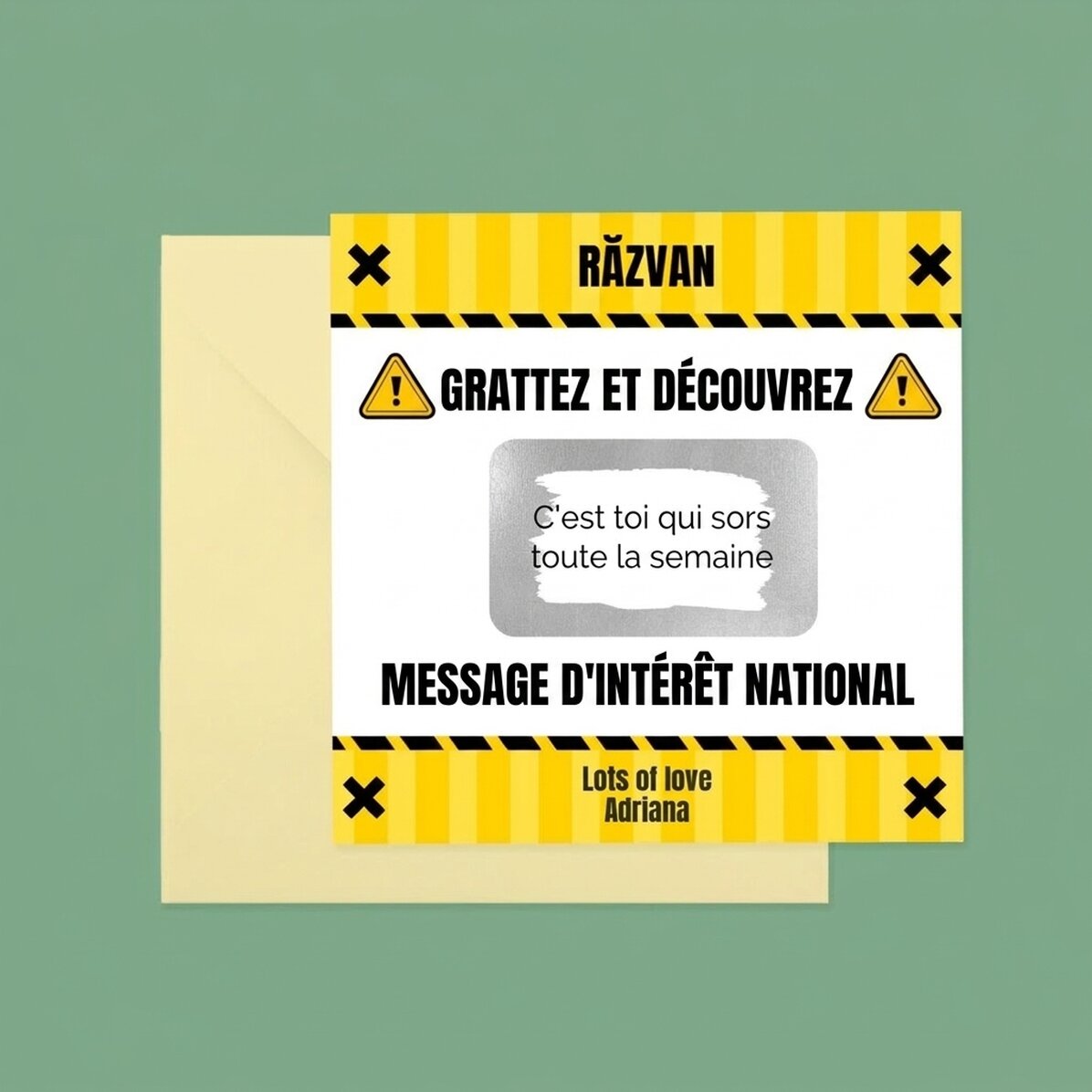 Carte à gratter personnalisée avec texte - Interes National