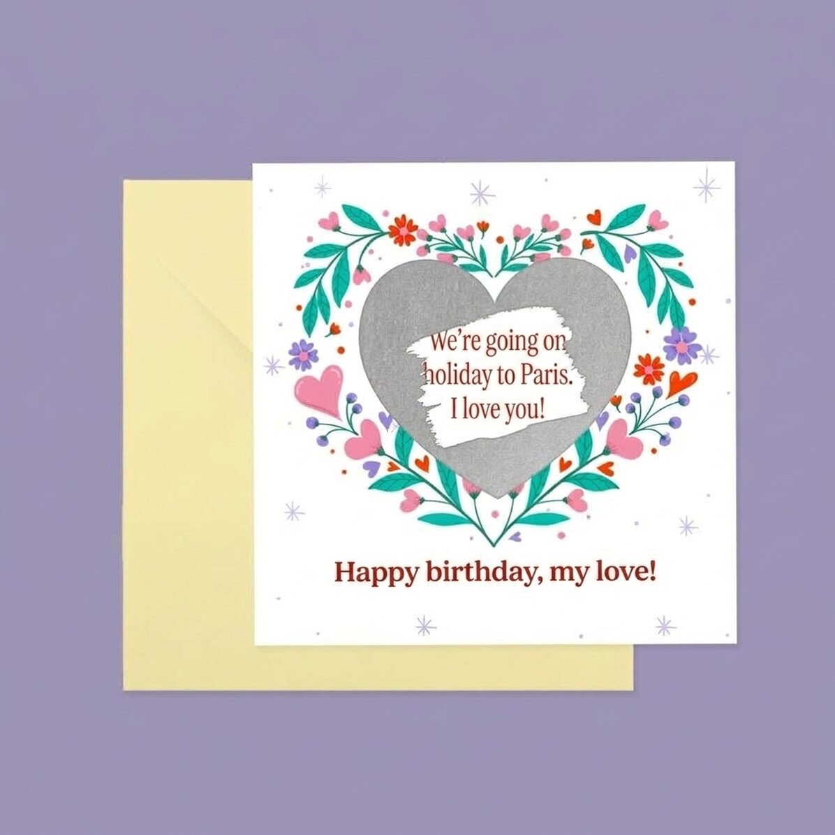 Carte à gratter personnalisée avec texte - Love