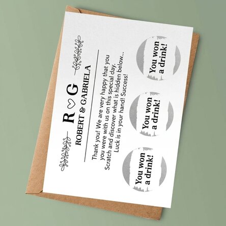 Carte à gratter personnalisée avec texte - Mariage