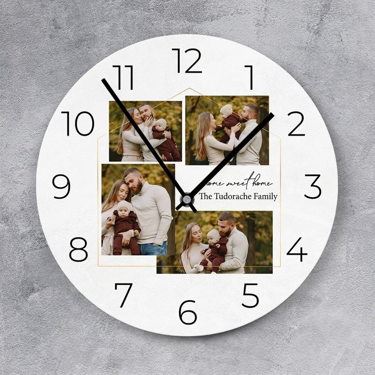 Montre personnalisée avec 4 photos et un texte - Home sweet home