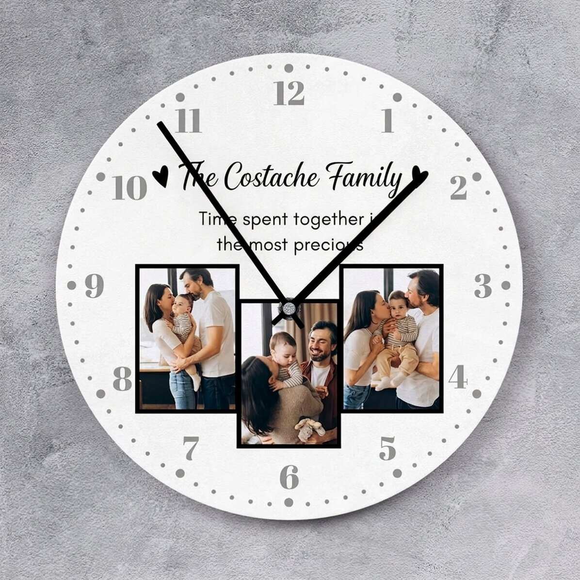 Montre personnalisée avec 3 photos et un texte - Famille