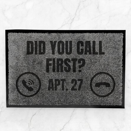 Customised indoor doormat with text - Did you ring first?