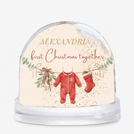 Boule de bureau personnalisée avec message et photo - First Christmas