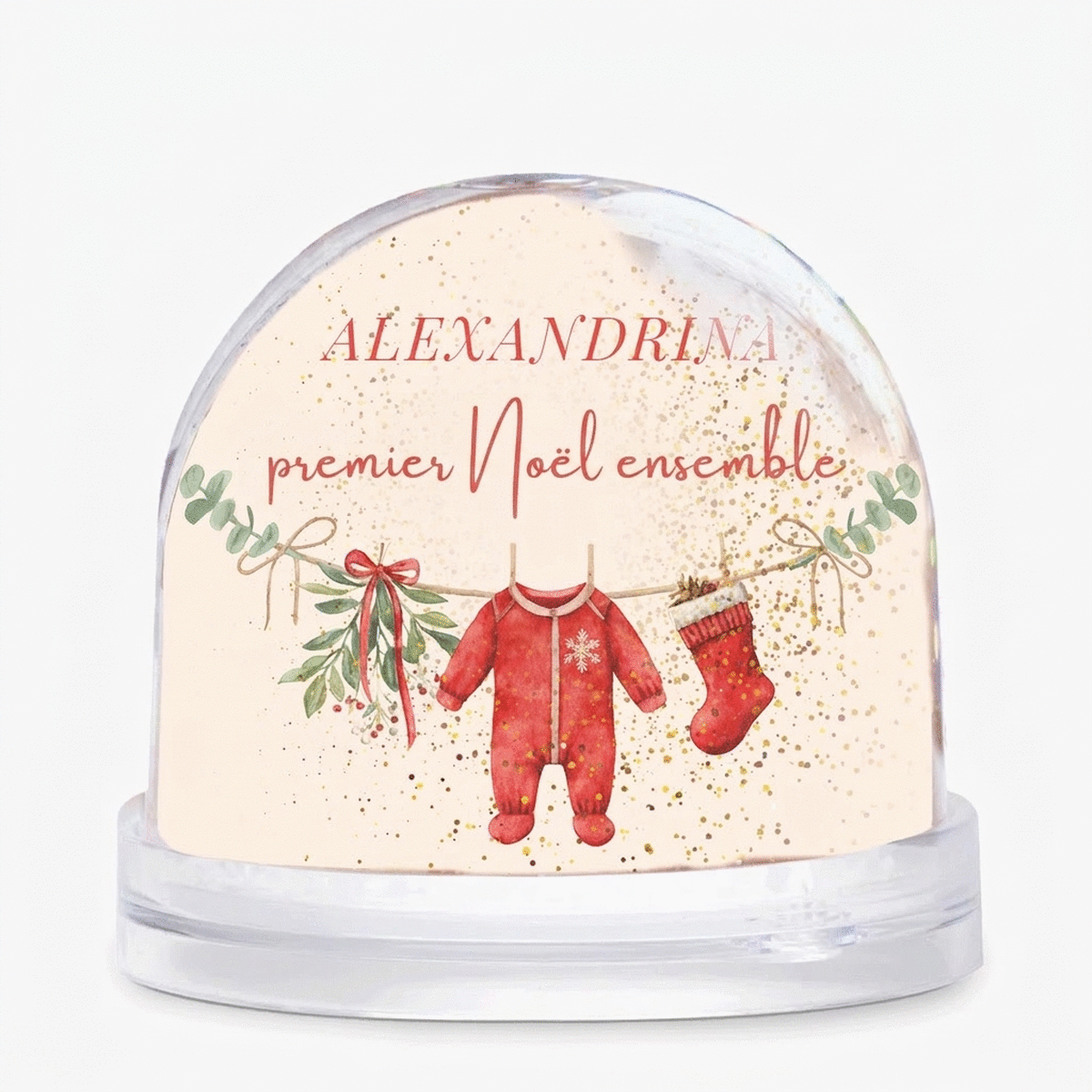Boule de bureau personnalisée avec message et photo - First Christmas