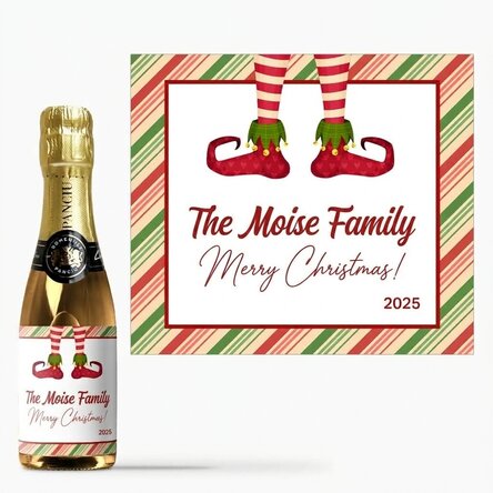 Mini-bouteille de vin mousseux personnalisée avec un message - Elf