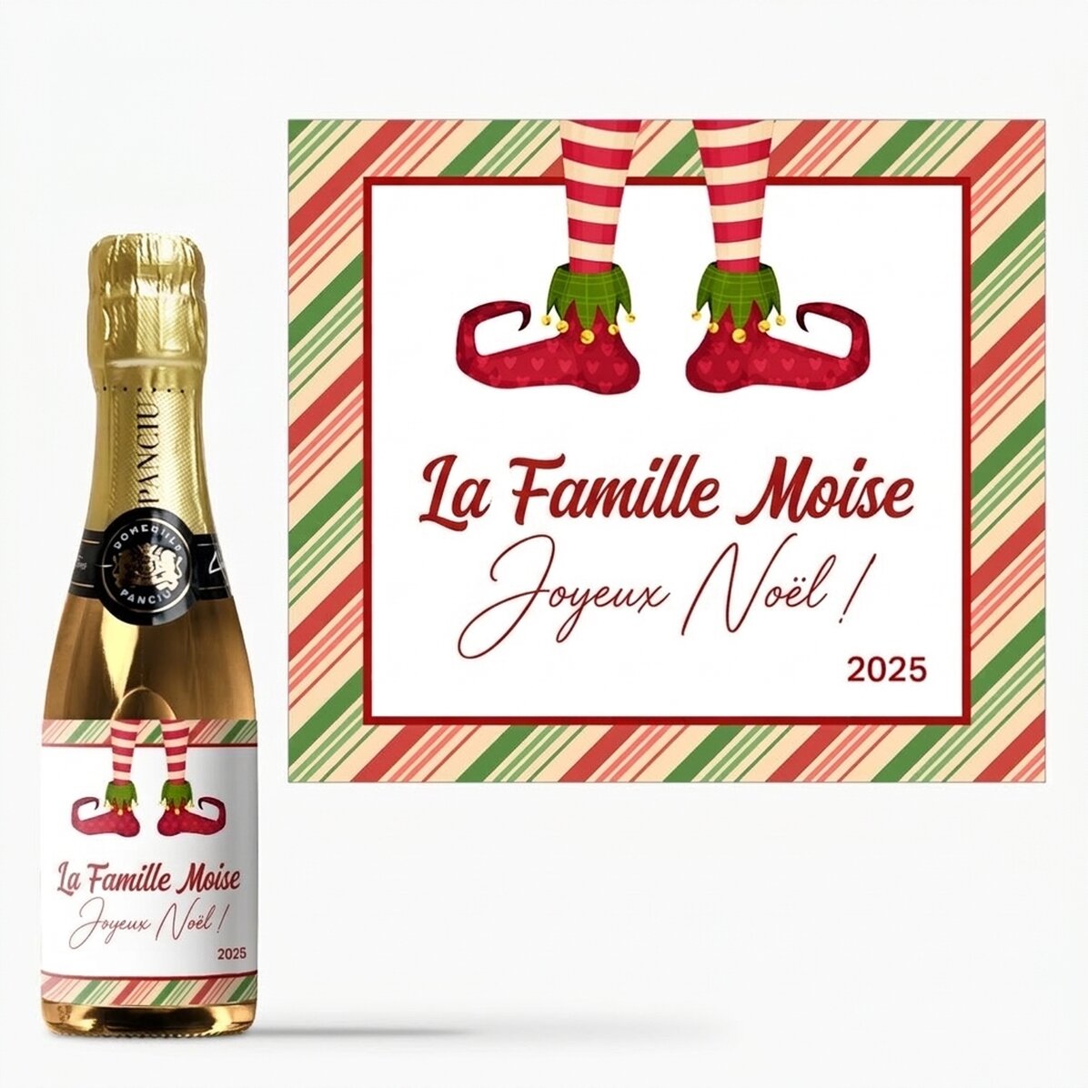 Mini-bouteille de vin mousseux personnalisée avec un message - Elf