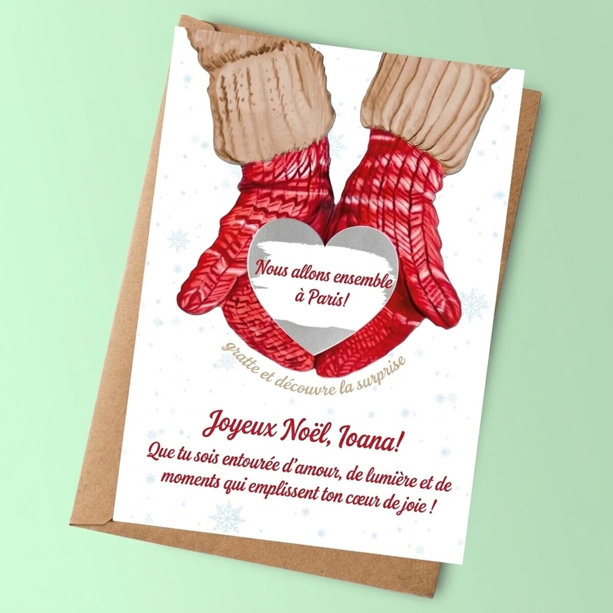 Carte de Noël personnalisée à gratter - Love