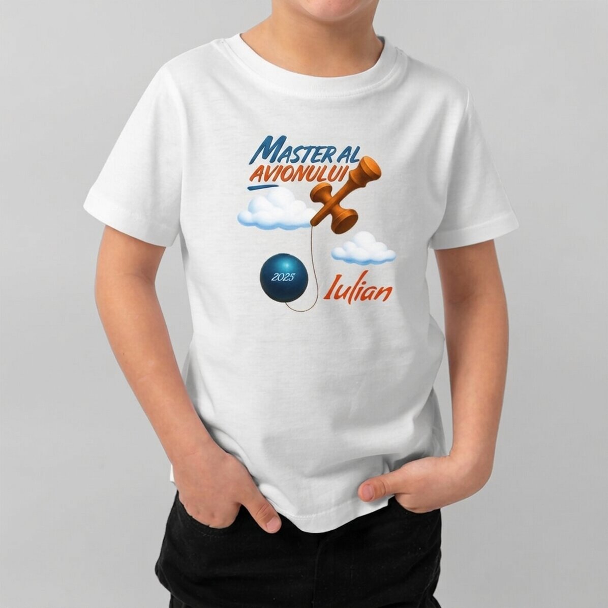 T-shirt en coton pour enfants personnalisé avec un texte - Airplane Master