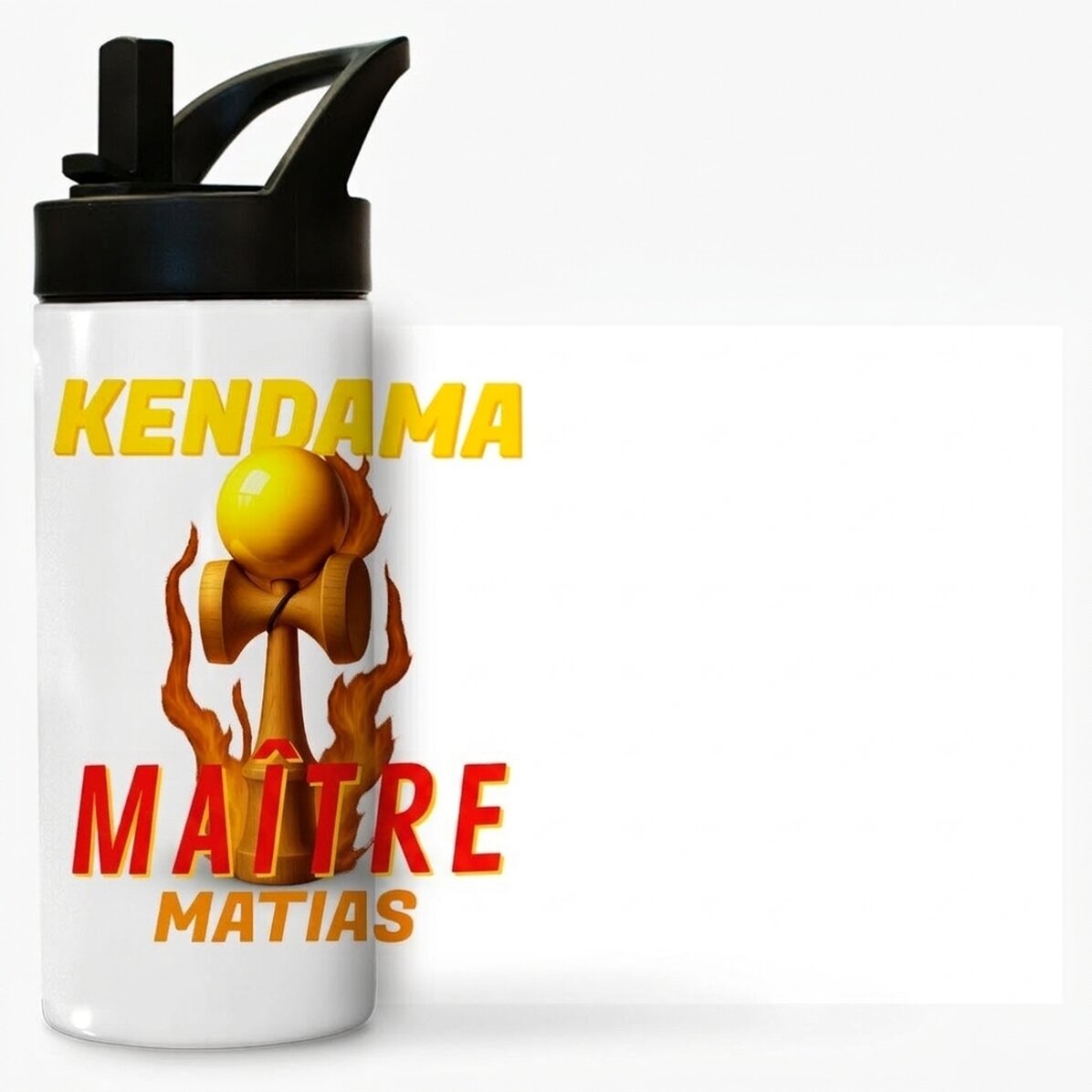 Thermos avec poignée et paille, personnalisé avec le prénom de l