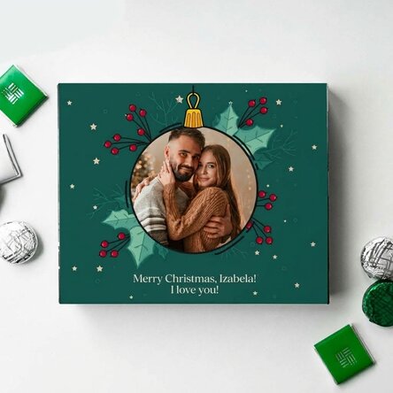 Boîte de bonbons personnalisée avec une photo et un texte - Noël